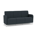 Lesro Siena Lounge Reception 3 Seat Tandem Seating No Center Arms, Brushed Steel, RS Night Sky Upholstery SN3101